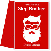 Merry Christmas Card for Step Brother - Hipster Santa