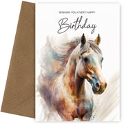 Brown Horse Birthday Cards for Women and Girls - Any Age Female Mum Daughter Wife