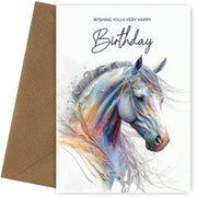 Brown Horse Birthday Cards for Women and Girls - Any Age Female Mum Daughter Wife