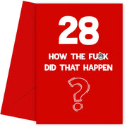 Funny 28th Birthday Card - How Did That Happen?