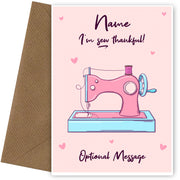 Personalised Thank You Cards - Sewing Machine - Sew Thankful Card with Any Name