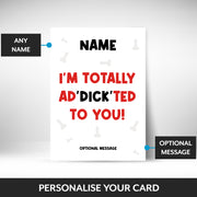 What can be personalised on this rude valentines day card