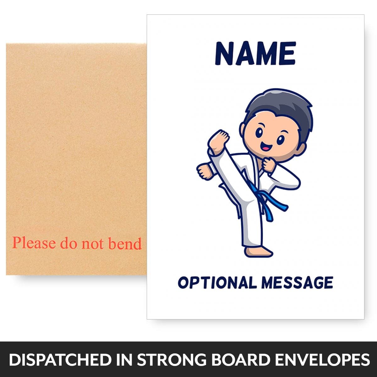 Blue Belt Karate Kid Birthday Card for Boy or Girl