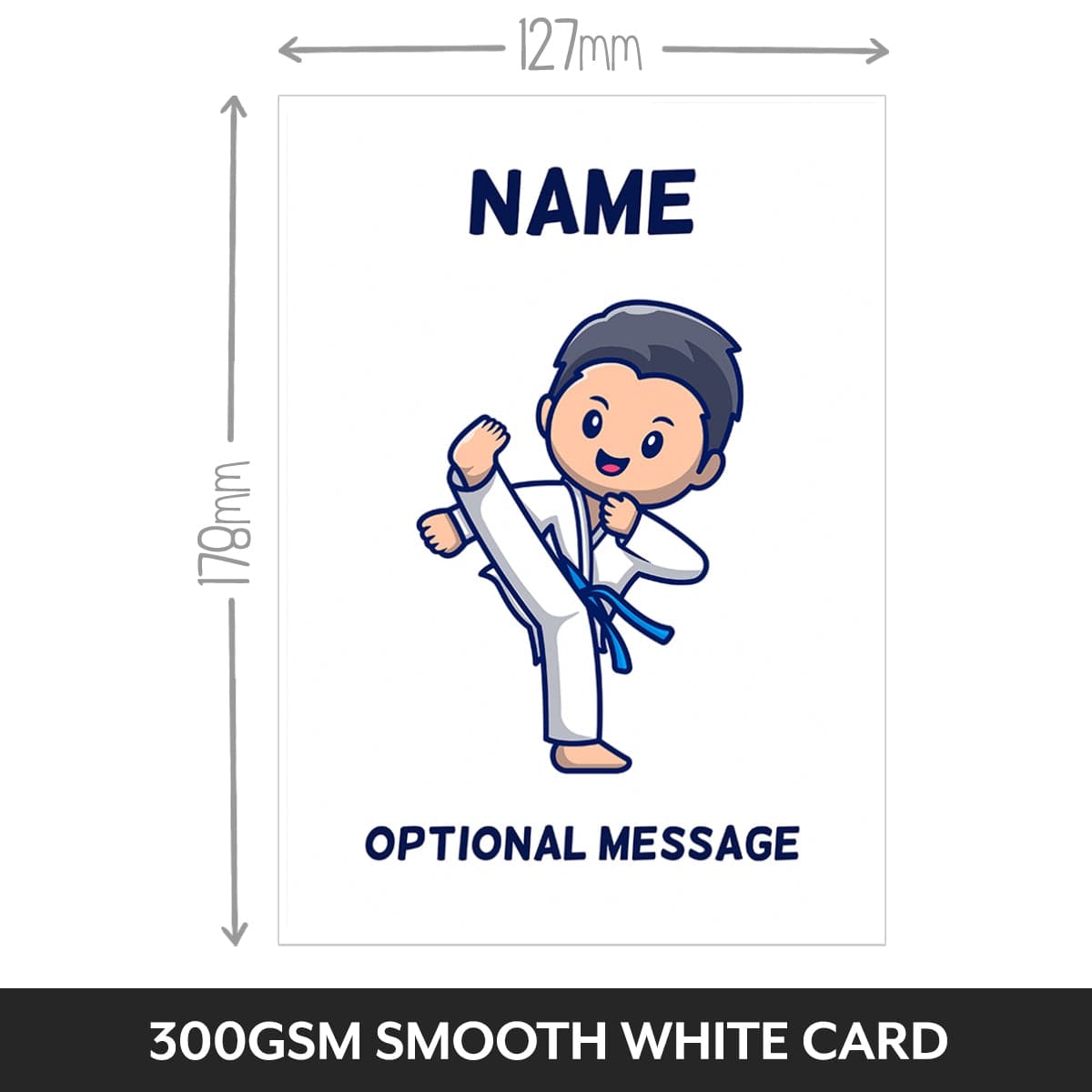 Blue Belt Karate Kid Birthday Card for Boy or Girl