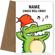 Crocodile Christmas Card for Boys and Girls - Funny Jingle Bell Croc Cards
