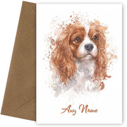 Personalised King Charles Spaniel Birthday Card - Watercolour Style Dog Cards