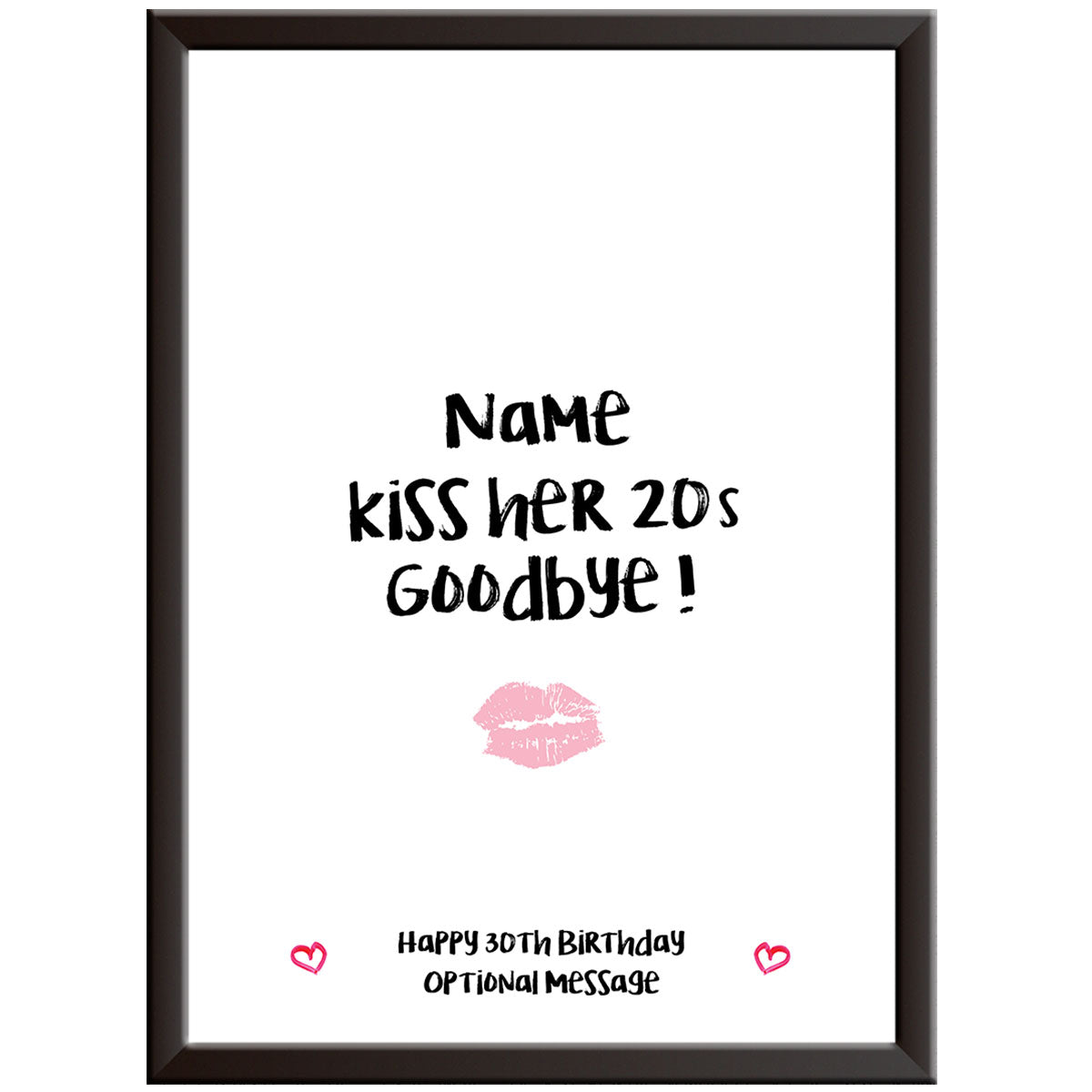 Personalised Kiss Her 20s Goodbye Print