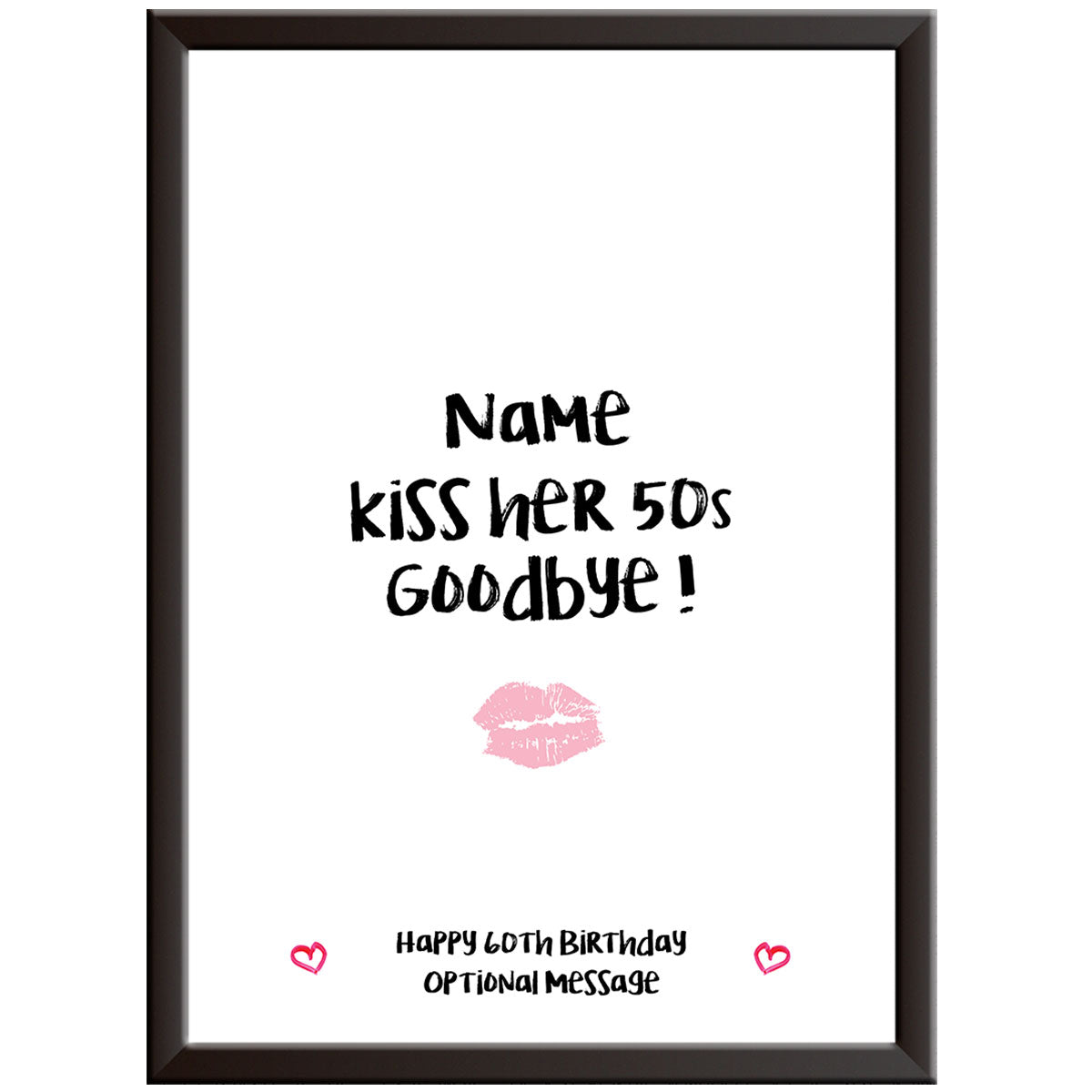 Personalised Kiss Her 50s Goodbye Print