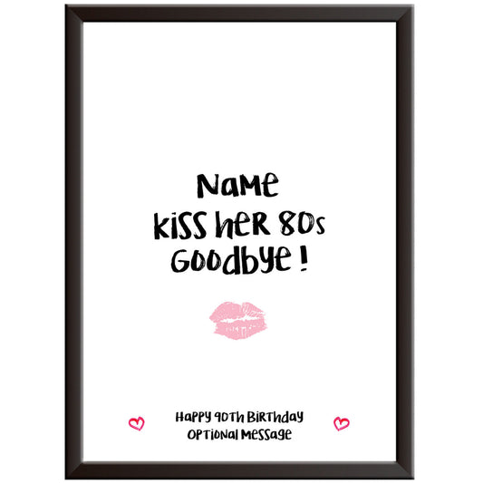 Personalised Kiss Her 80s Goodbye Print