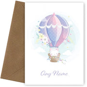 Personalised Kitten In A Hot Air Balloon Card