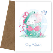 Personalised Kittens In Box Playing With Bird Card