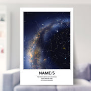the night we met star map poster shown in a living room