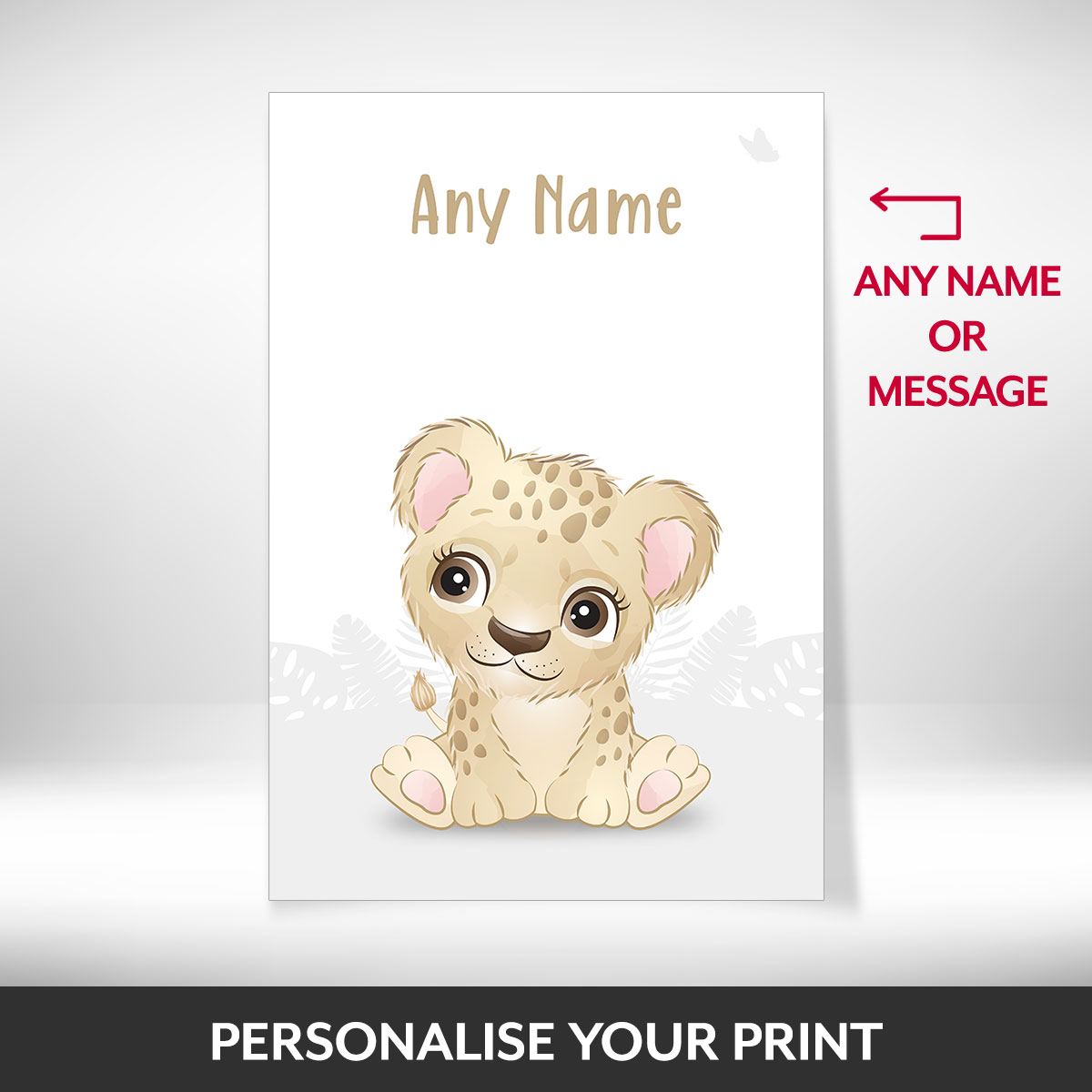 What can be personalised on this safari animal prints