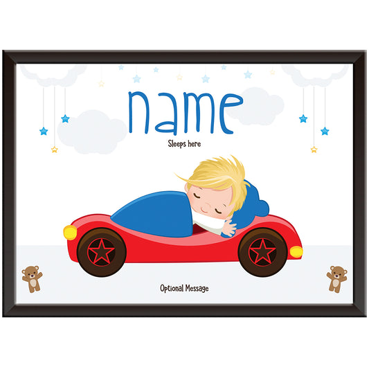 Personalised Car Print for Boys bedroom - Little Boy Sleeps Here