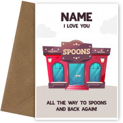 Love You to Spoons & Back - Funny Anniversary Card for Her, Birthday Card for Him