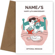 Married Couple 4th Wedding Anniversary Card for Couples