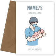 Personalised Congratulations Cards - New Baby Girl with Midwife