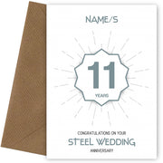 Steel Wedding Anniversary Card for 11th Wedding Anniversary