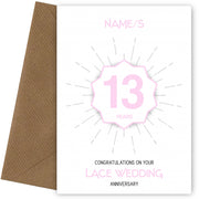 Lace Wedding Anniversary Card for 13th Wedding Anniversary