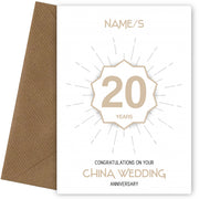 China Wedding Anniversary Card for 20th Wedding Anniversary