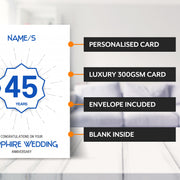 Main features of this 45th wedding anniversary cards