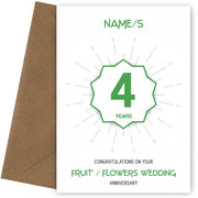 Fruit / Flowers Wedding Anniversary Card for 4th Wedding Anniversary