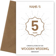 Wooden Wedding Anniversary Card for 5th Wedding Anniversary