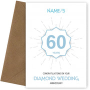 Diamond Wedding Anniversary Card for 60th Wedding Anniversary