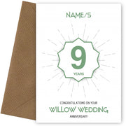 Willow Wedding Anniversary Card for 9th Wedding Anniversary