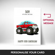 What can be personalised on this 11th birthday card Son