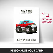 What can be personalised on this 12th birthday card Any Name