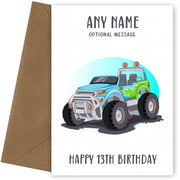 13th Birthday Card for Any Name - Summer Monster Truck