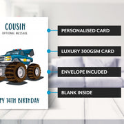 Main features of this Cousin birthday card