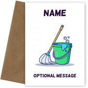 Mop and Bucket Greetings Card