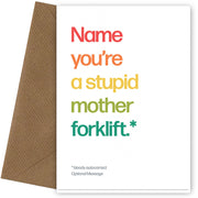 Personalised Mother Forklift Card