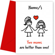 Personalised Mother's Day Card for 2 Mums Better than 1! Lesbian Mum Card