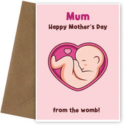 Happy Mother's Day Card from the Womb - Cute Card for Pregnant Expecting Mum Wife