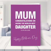 mothers day card shown in a living room