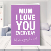 sarcastic mothers day card shown in a living room
