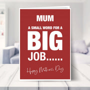 mothers day card with lovely words shown in a living room