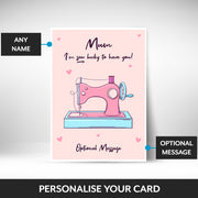 What can be personalised on this mum card