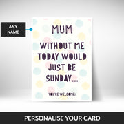 What can be personalised on this funny mothers day card