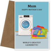 World's Greatest Laundrette Funny Mother's Day Card for Mum