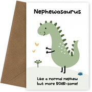 Nephew Birthday Card from Uncle or Auntie - Nephewasaurus Dinosaur Card