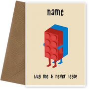 Funny Valentines Card Lego - Hug Me and Never Lego Valentines Card