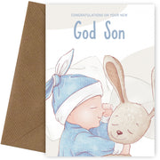 Congratulations New God Son Card - God Parents Cards for New Baby Boy 