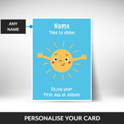 What can be personalised on this 1st day at school card