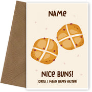 Funny Easter Card for Her or Him - Nice Bum - Hot Cross Buns