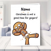 christmas card for gingers shown in a living room
