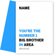 Personalised Number 1 Big Brother in Area Card